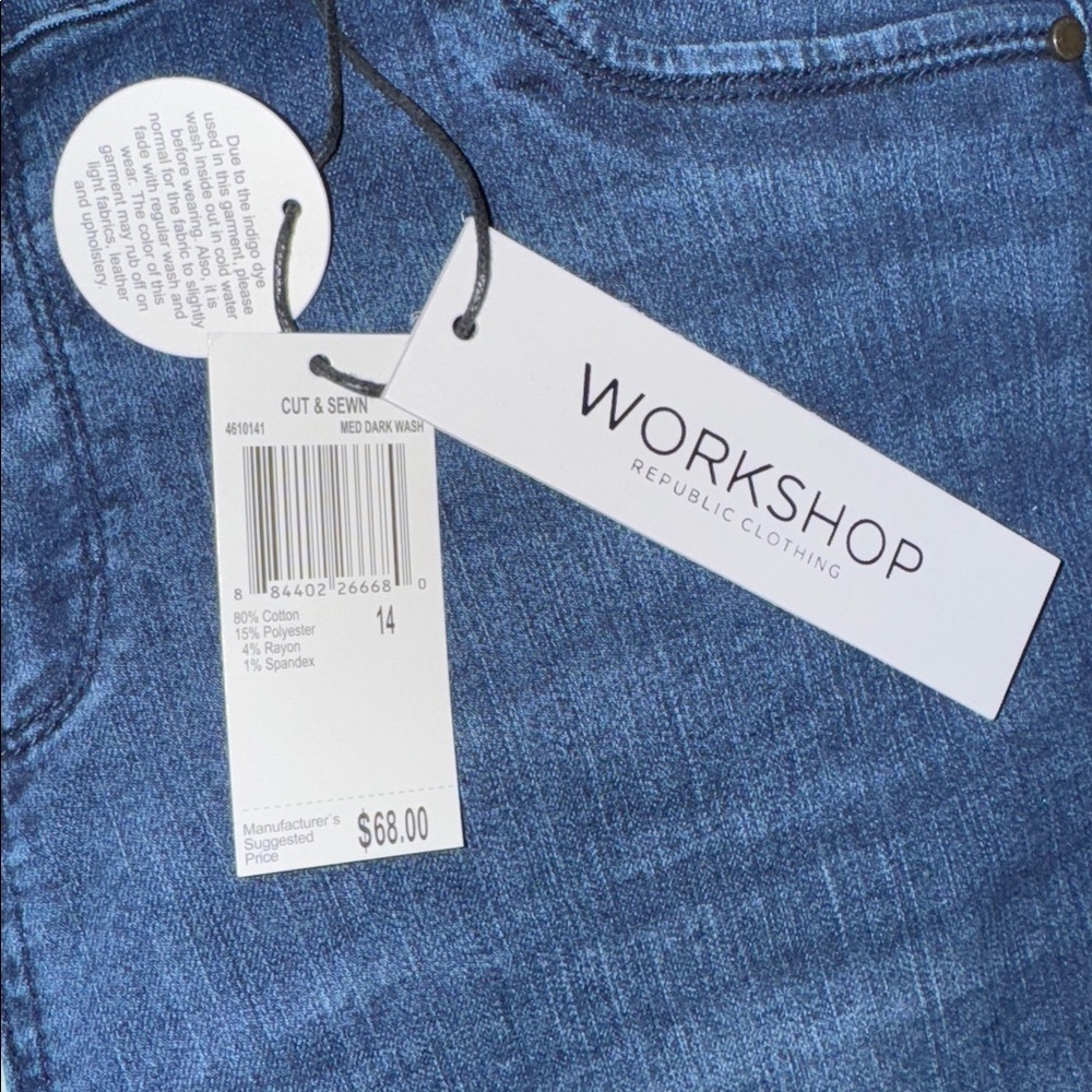 WORKSHOP Republic Womens Size 14 Med Dark Blue High Waist Skinny Ankle Stretchy - Picture 8 of 10